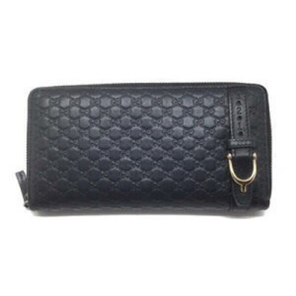 Gucci Black ssima Zip Long Wallet Micro Leather - Picture 1 of 7